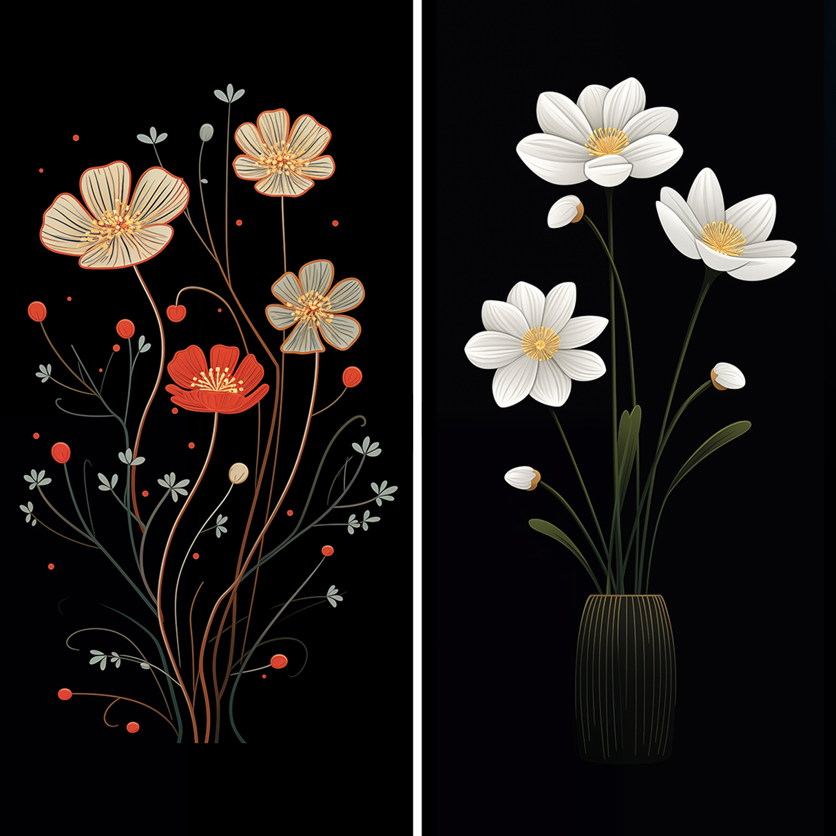 120 Flowers Poster Illustration Backgrounds Samples Preview Part 07