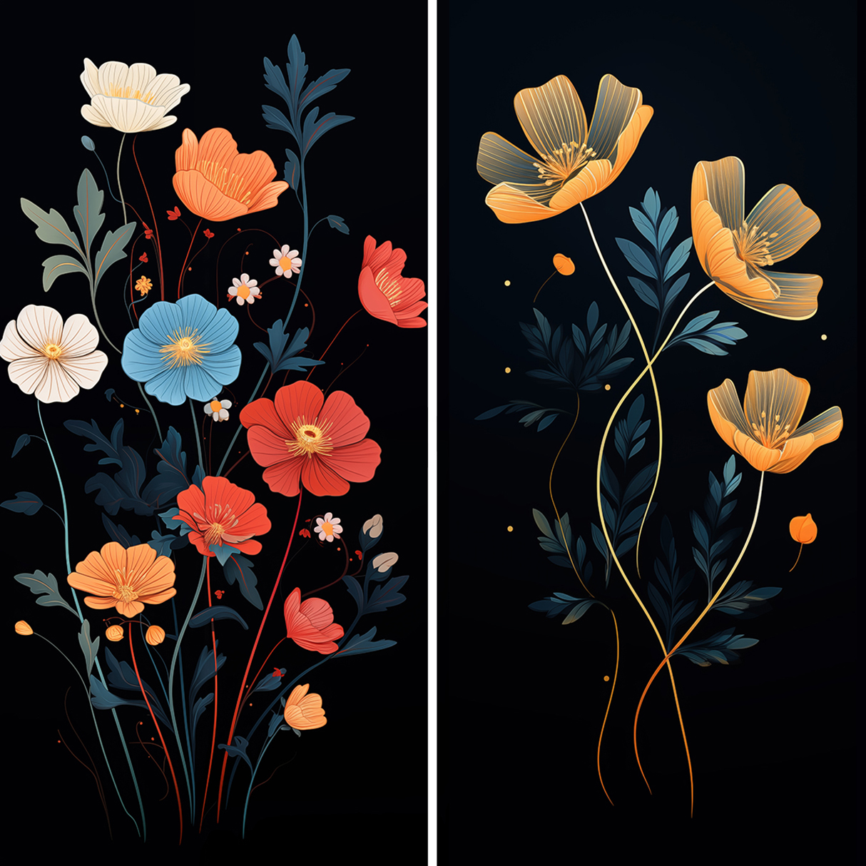 120 Flowers Poster Illustration Backgrounds Samples Preview Part 09