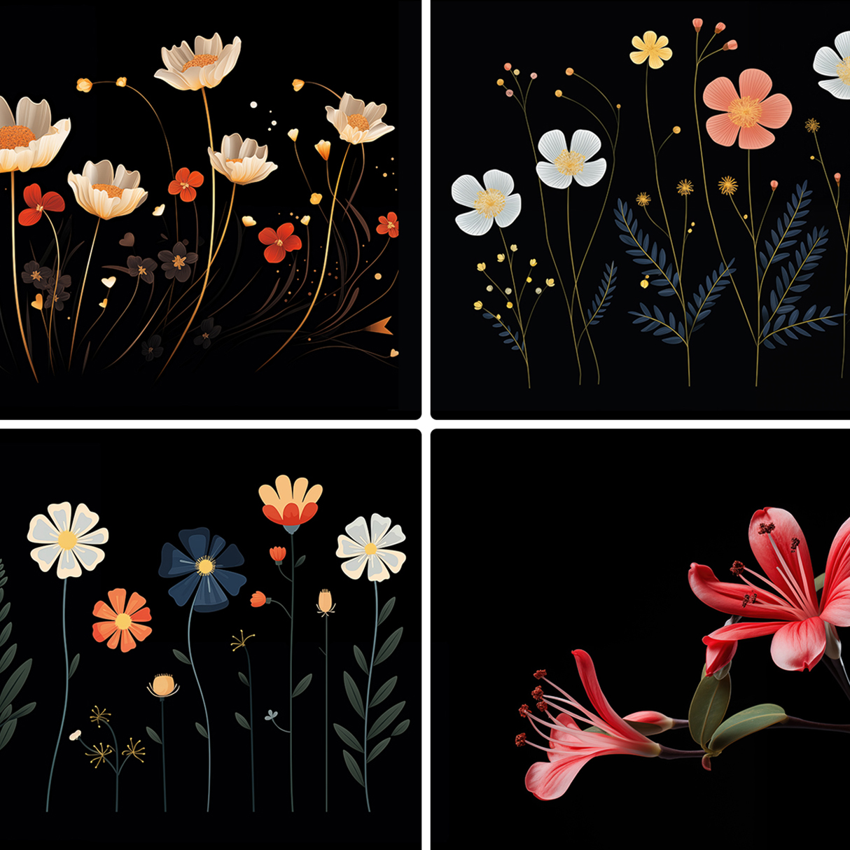 120 Flowers Poster Illustration Backgrounds Samples Preview Part 21