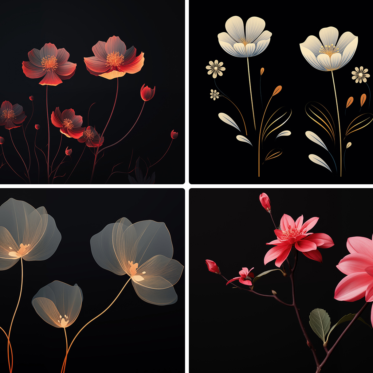 120 Flowers Poster Illustration Backgrounds Samples Preview Part 22