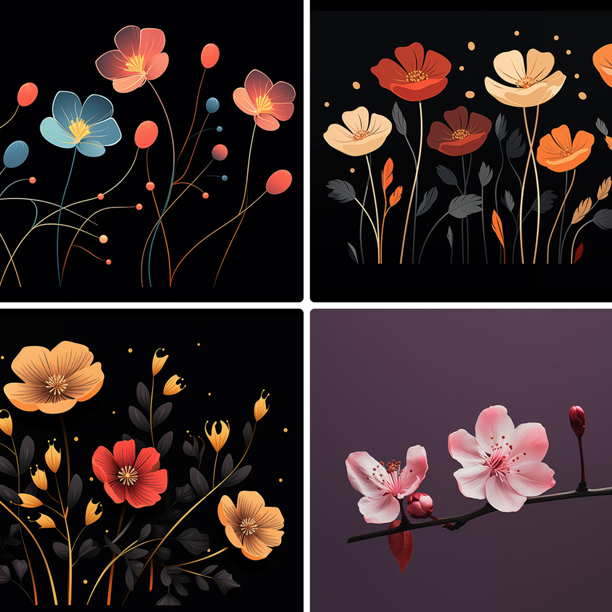 120 Flowers Poster Illustration Backgrounds Samples Preview Part 23