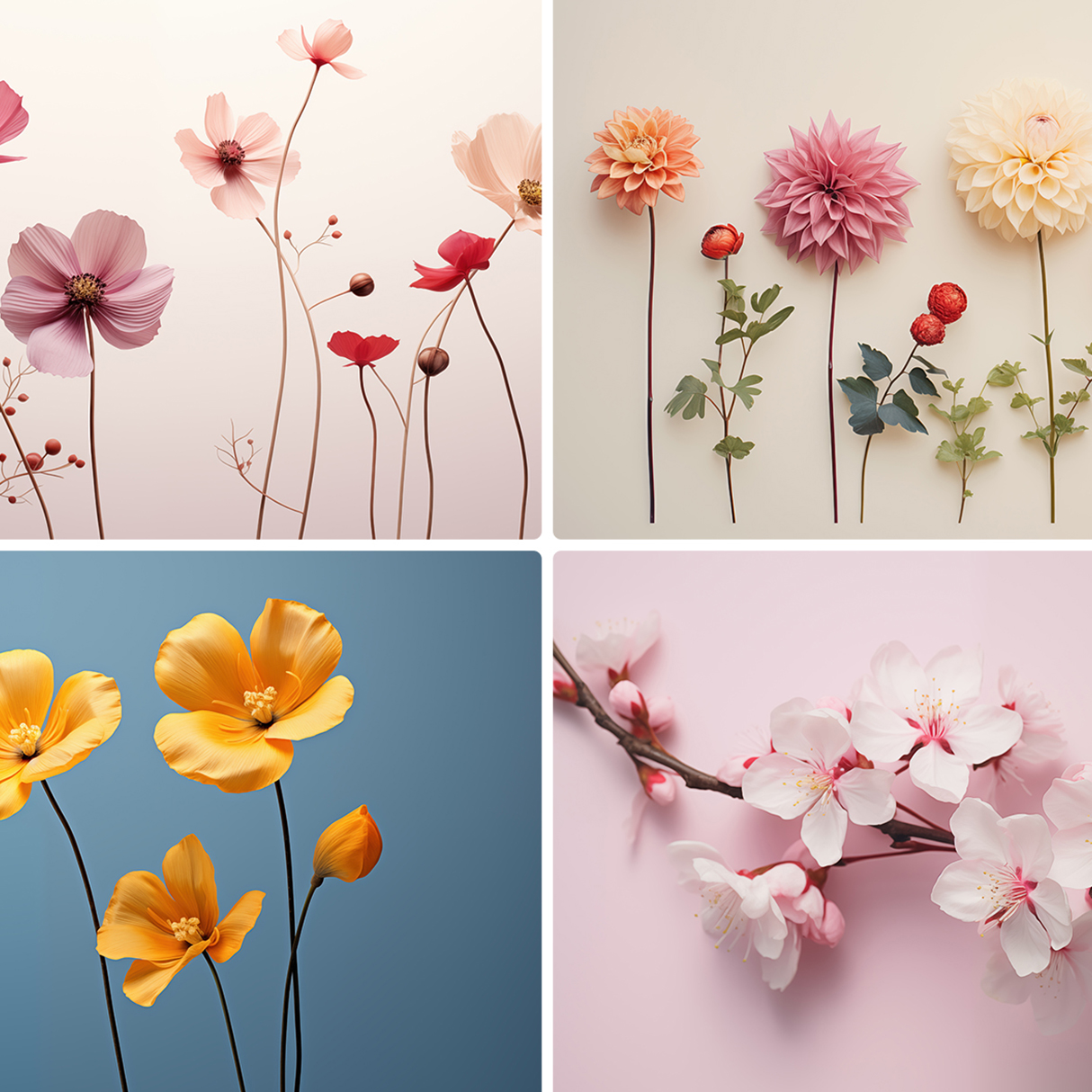 120 Flowers Poster Illustration Backgrounds Samples Preview Part 24