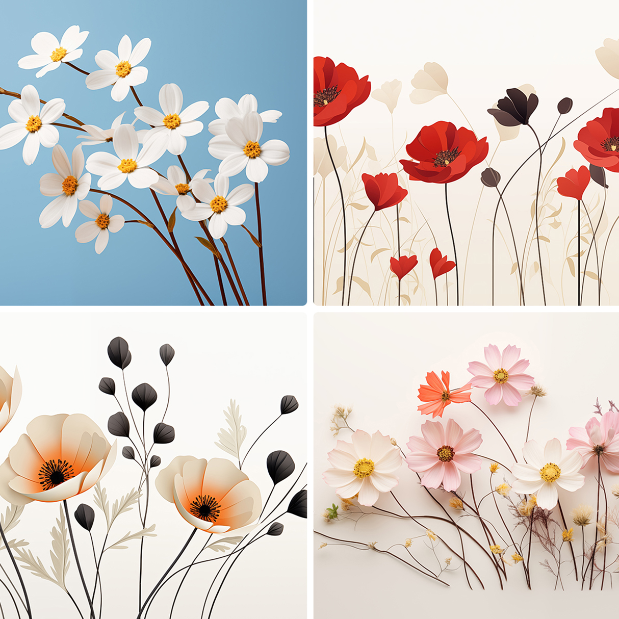 120 Flowers Poster Illustration Backgrounds Samples Preview Part 25