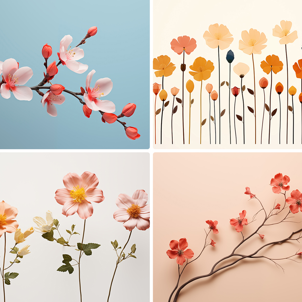 120 Flowers Poster Illustration Backgrounds Samples Preview Part 26