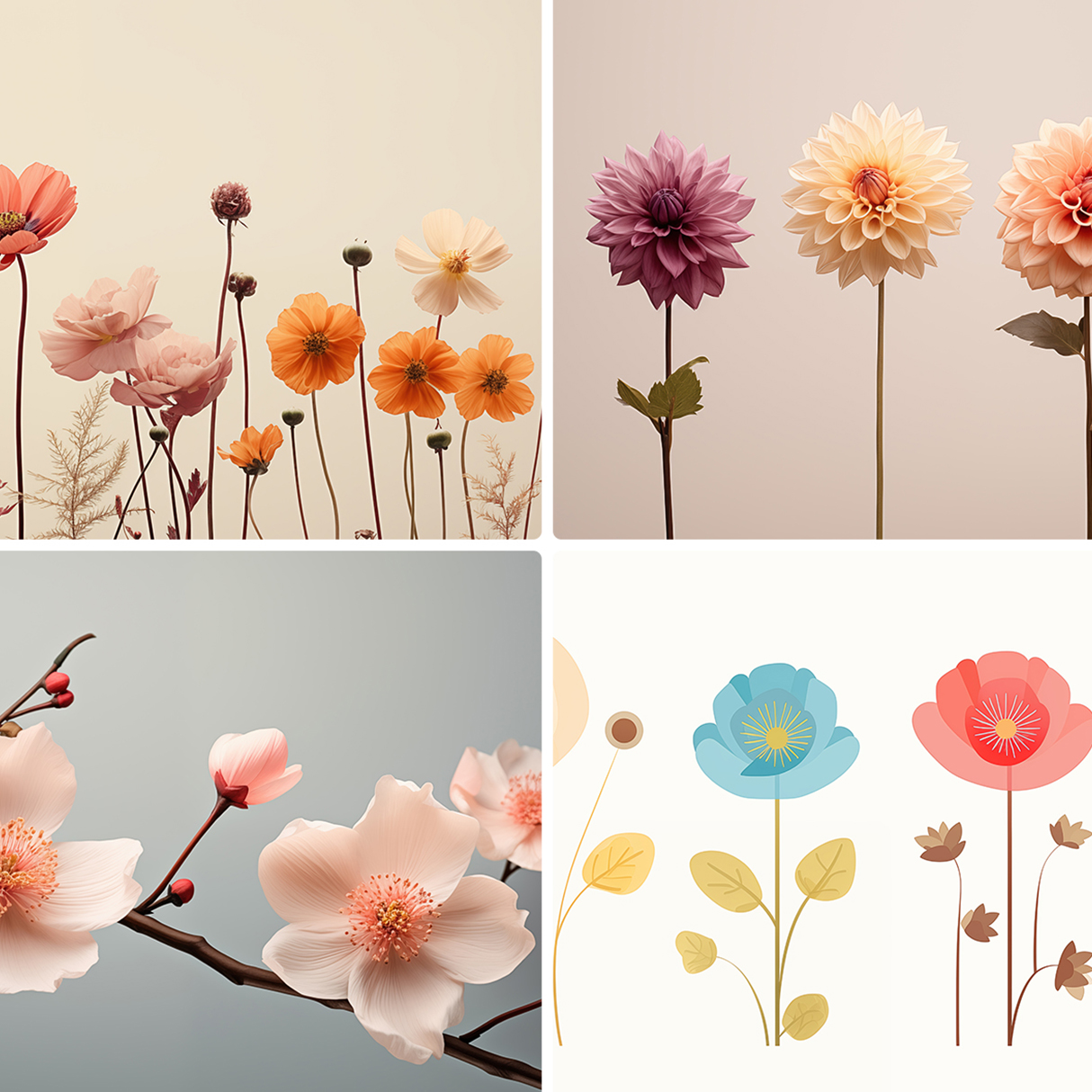 120 Flowers Poster Illustration Backgrounds Samples Preview Part 29