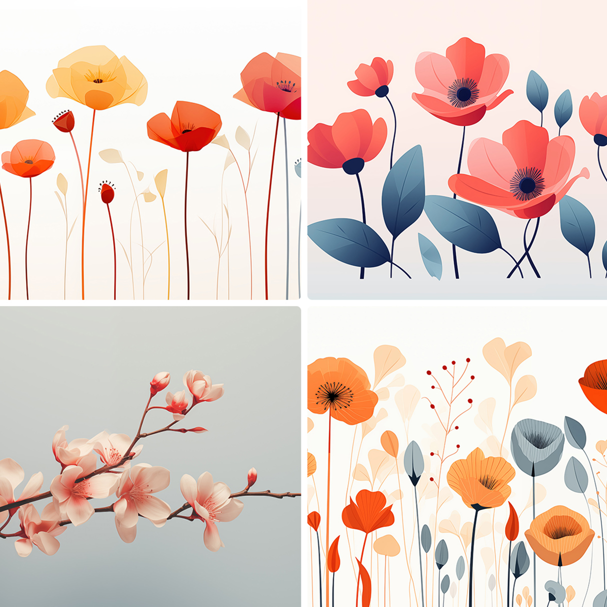 120 Flowers Poster Illustration Backgrounds Samples Preview Part 30