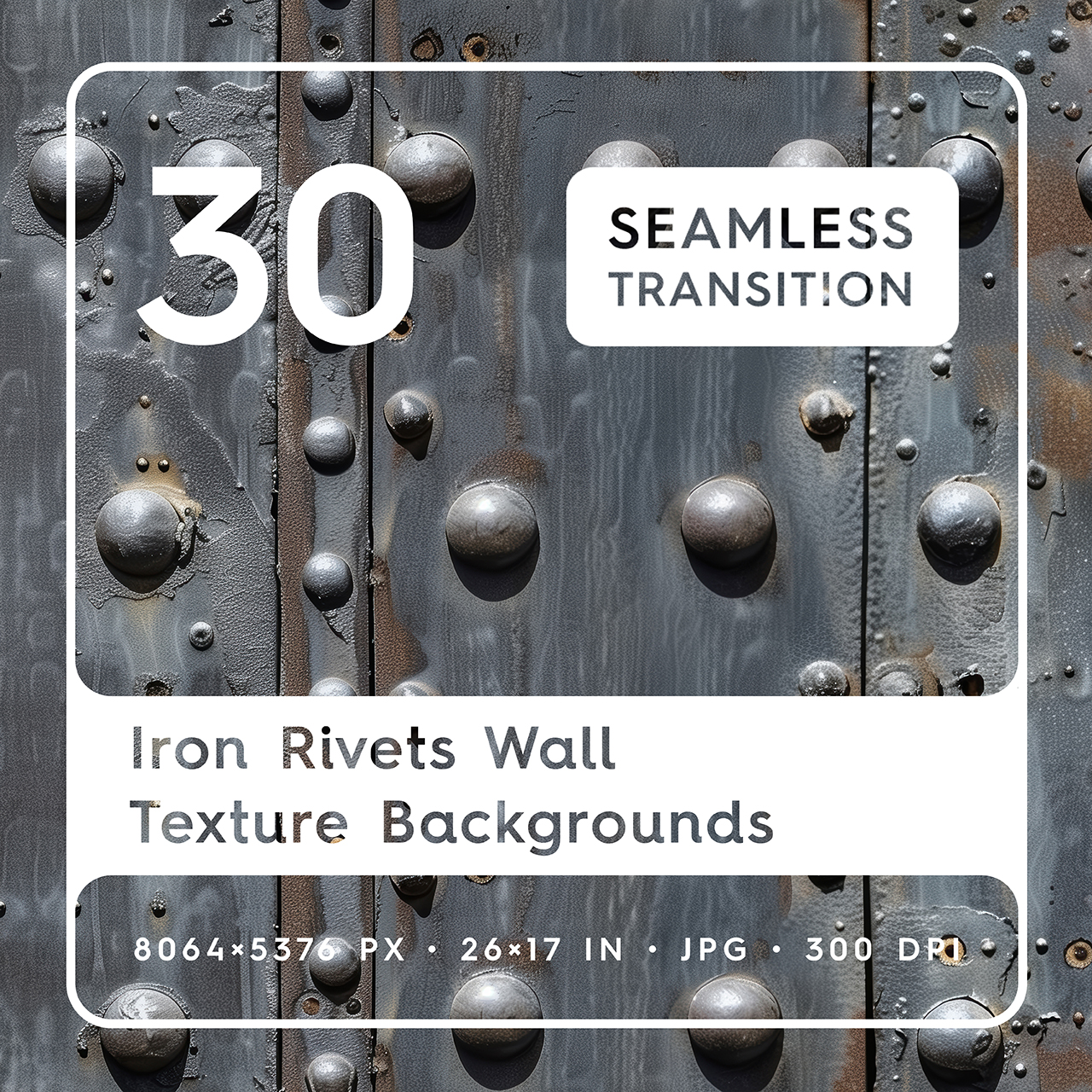 30 Iron Rivets Wall Texture Backgrounds Square Cover