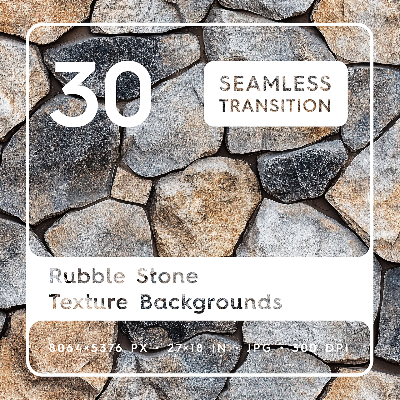 30 Rubble Stone Texture Backgrounds Square Cover