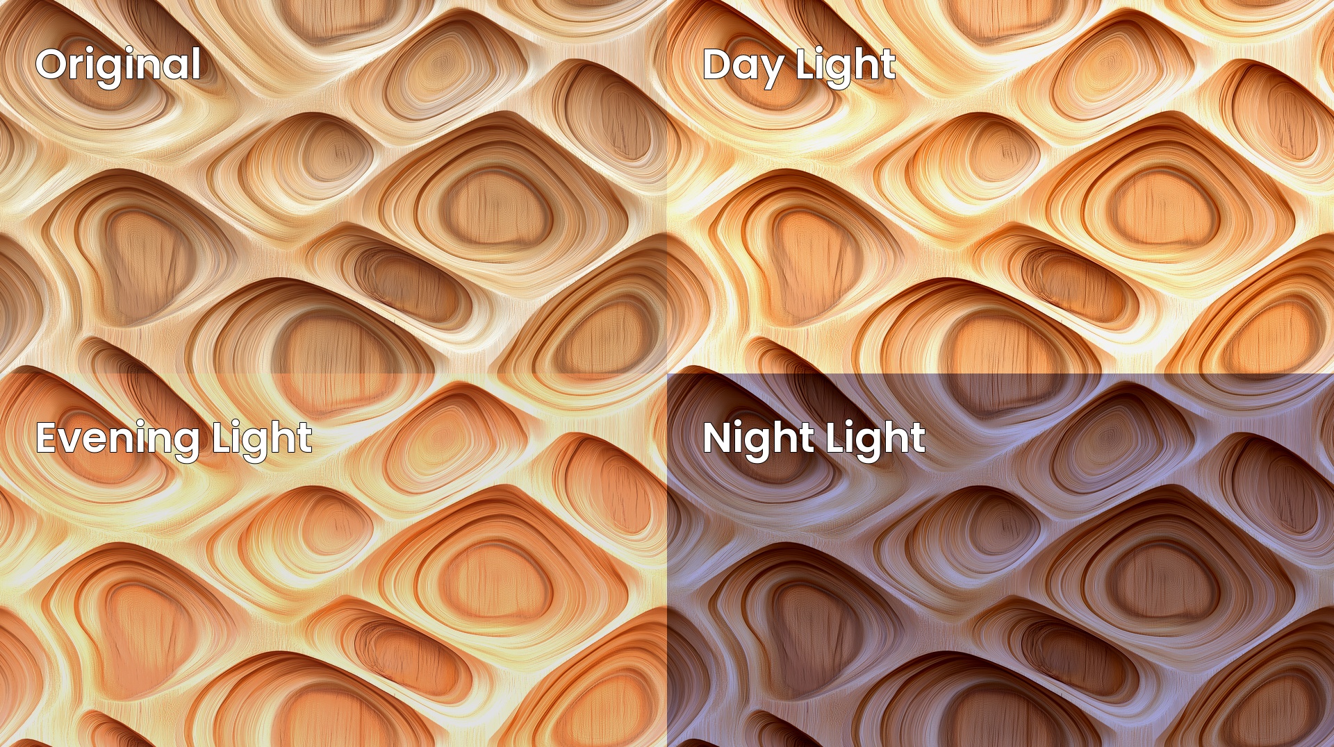 Seamless Organic Wood Pattern Texture Lighting Variation Examples Preview