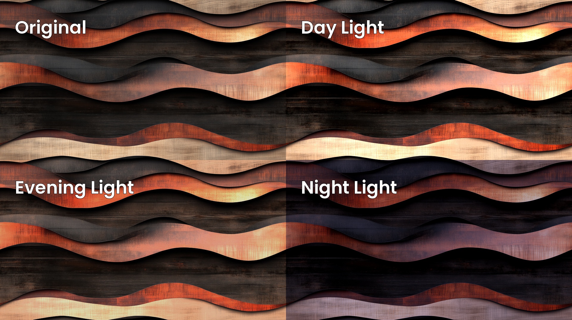 Seamless Wooden Layered Texture Lighting Variation Examples Preview