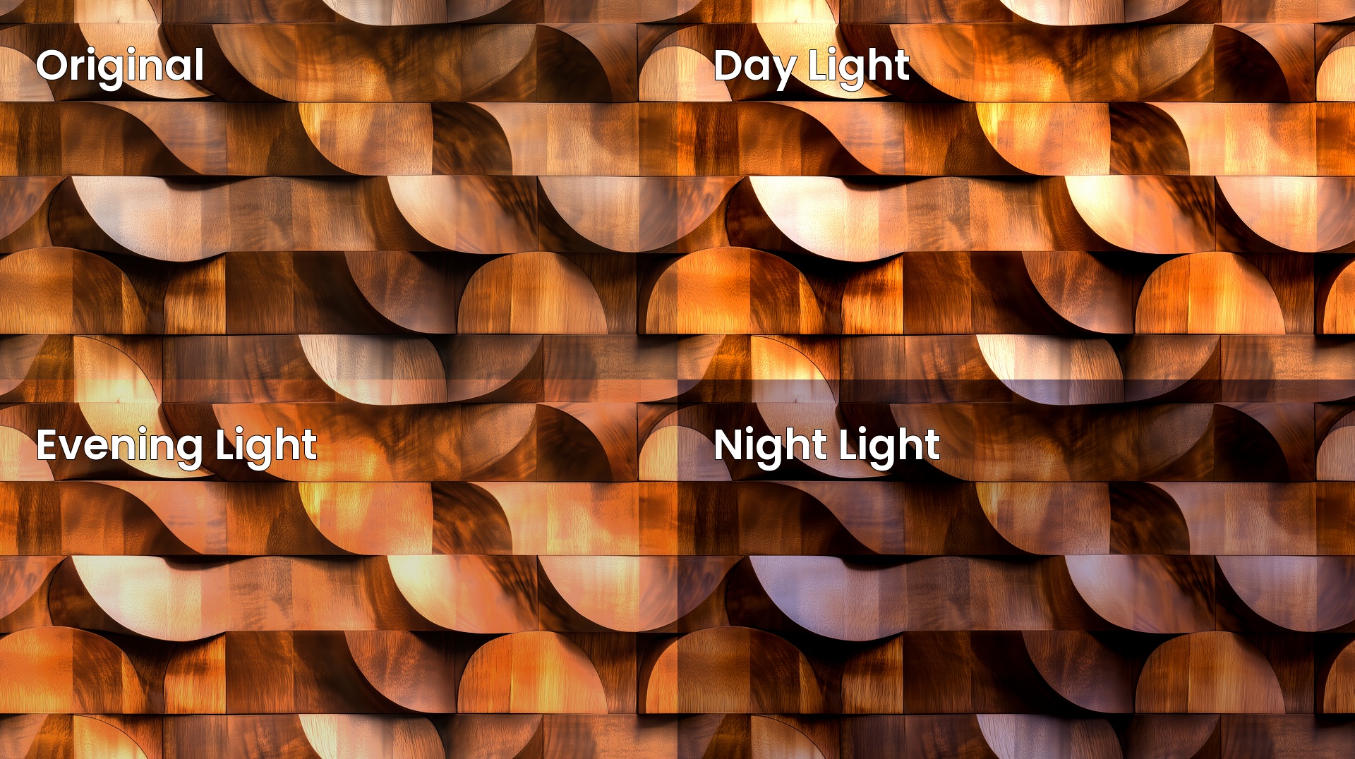 Curved Wooden Patterns Lighting Variation Examples Preview