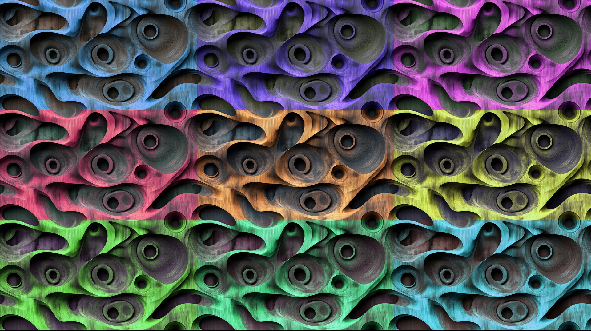 Seamless Organic Shapes Wooden Texture Hue Variation Application Preview