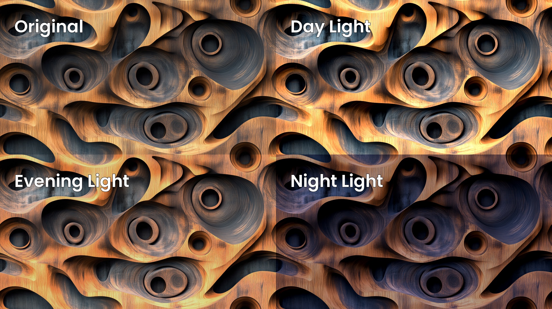 Rustic Wood Pattern Lighting Variation Examples Preview
