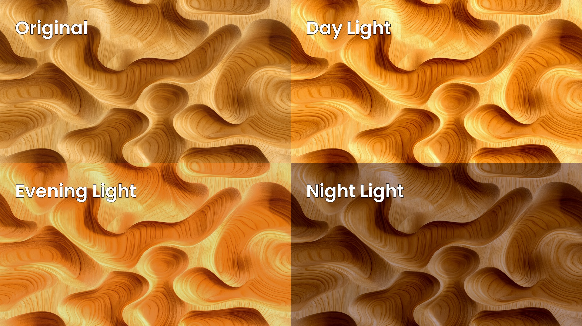 Seamless Smooth Flowing Wooden Curves Texture Lighting Variation Examples Preview