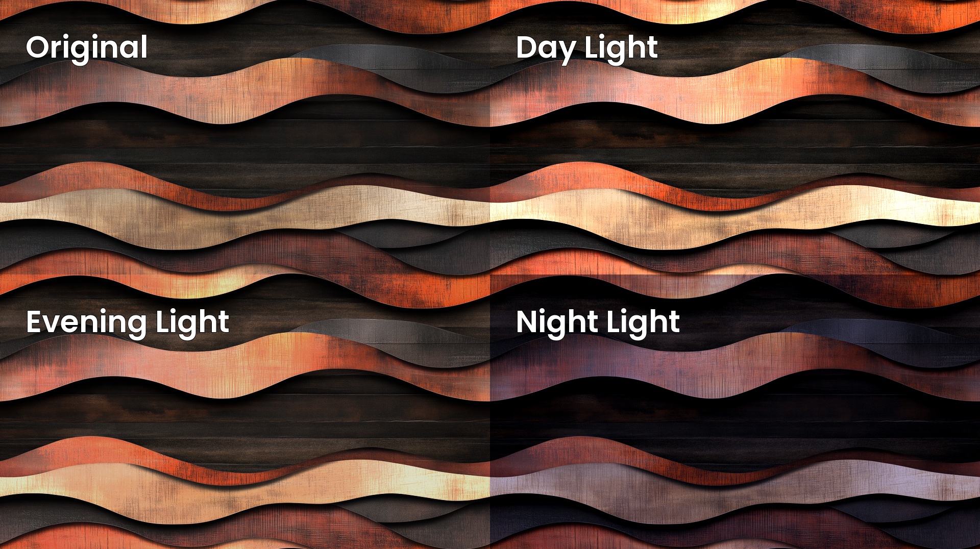 Seamless Wavy Wood Layers Texture Lighting Variation Examples Preview