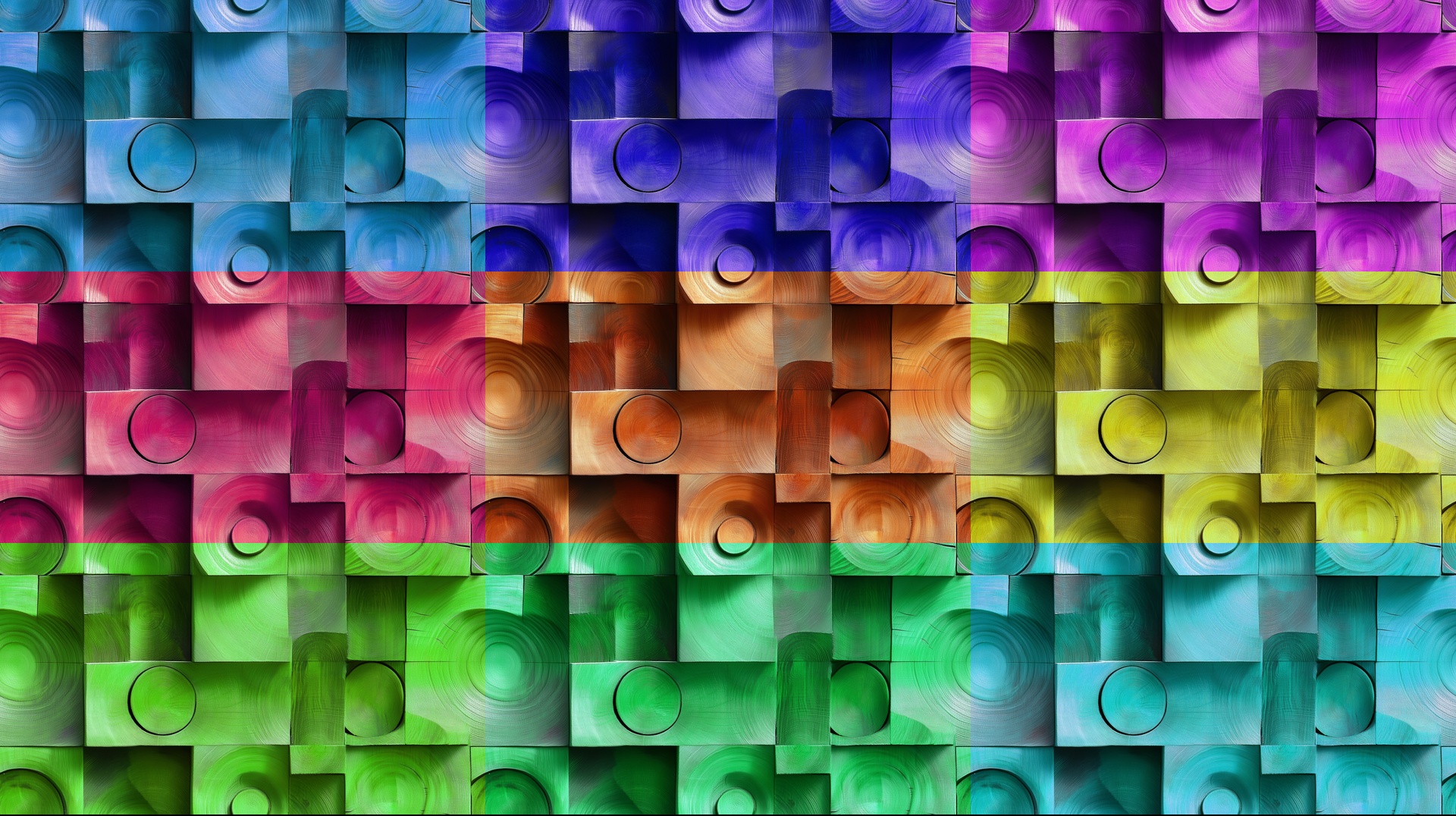 Seamless Circular Rectangular Shapes Wooden Texture Hue Variation Examples Preview