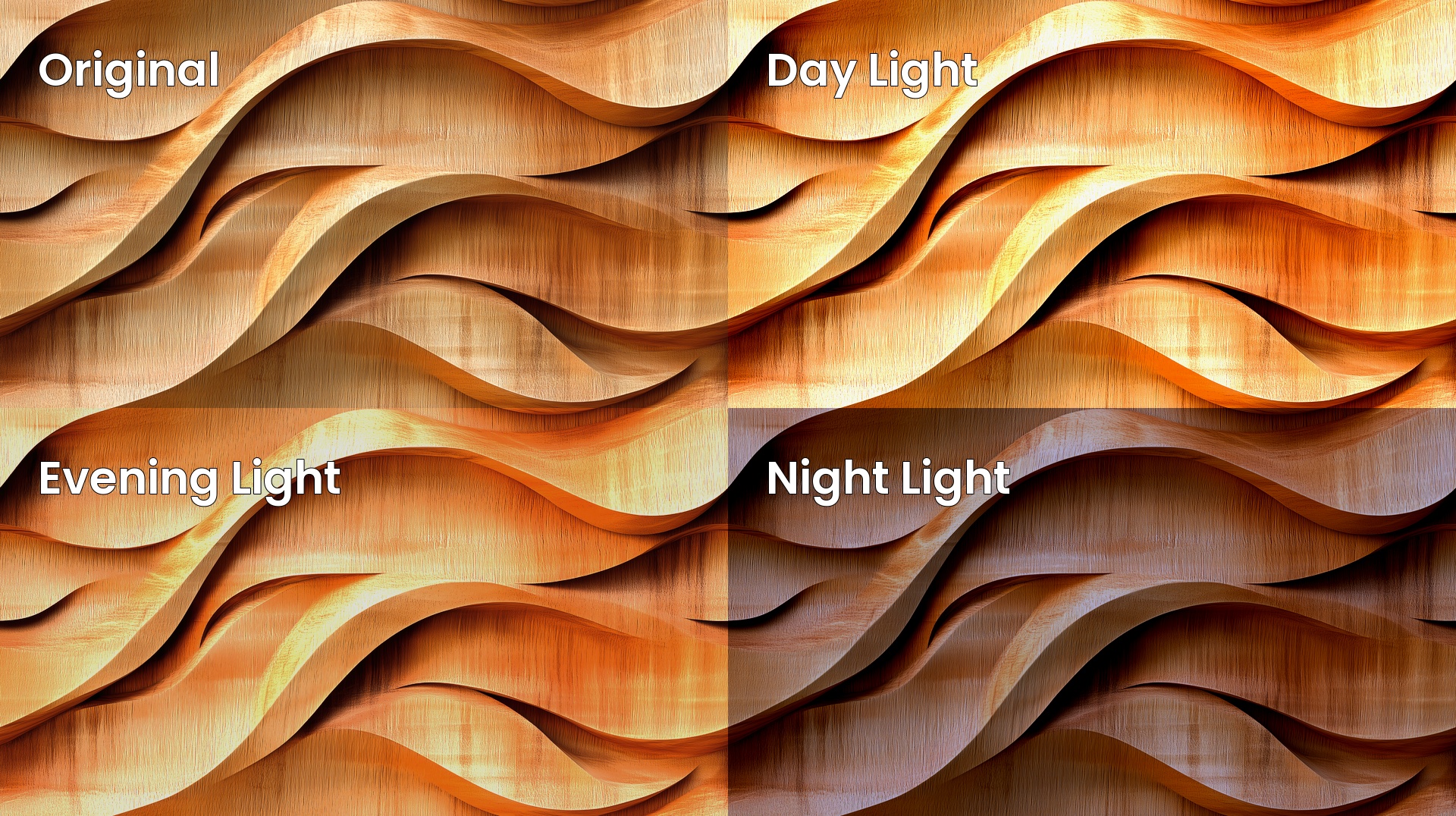 Flowing Wooden Pattern Lighting Variation Examples Preview